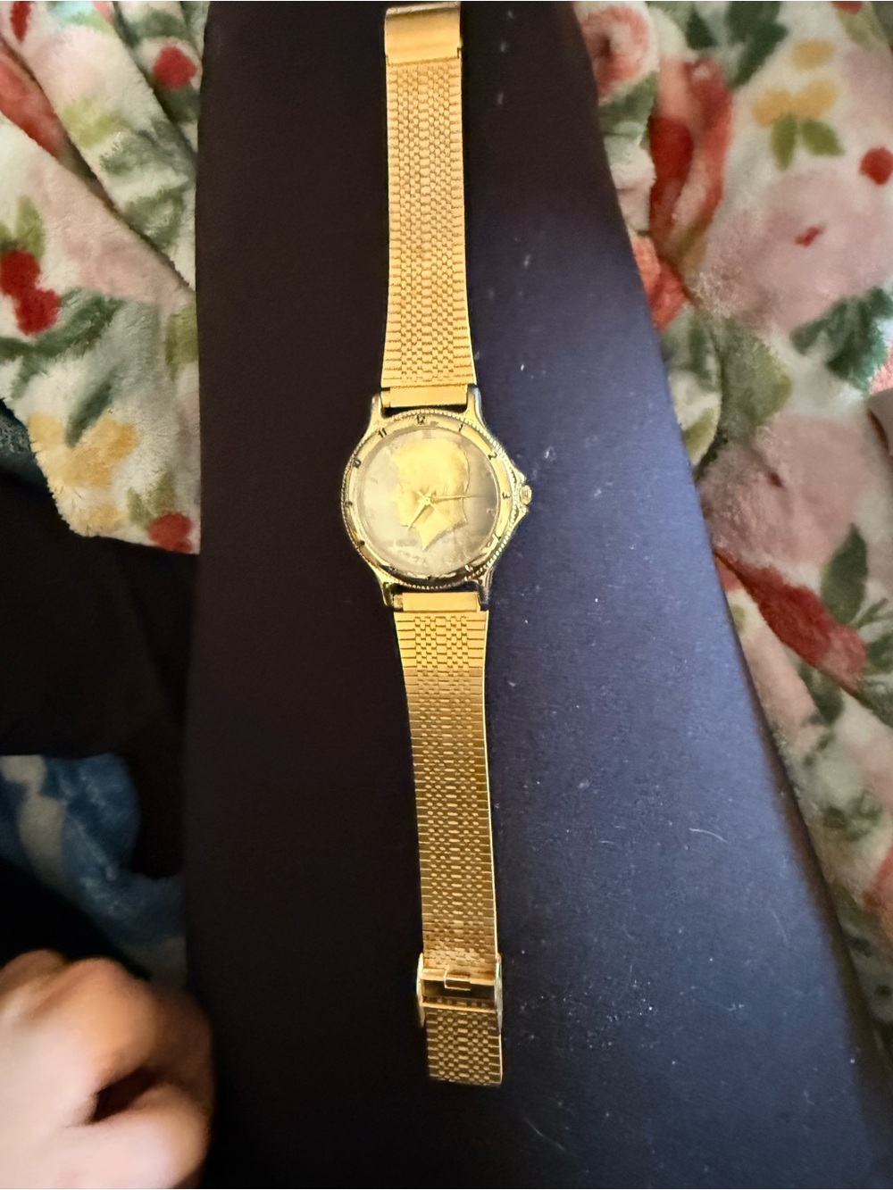 Gold-Tone Mesh Band Watch - JFK 1976 Men's Watch